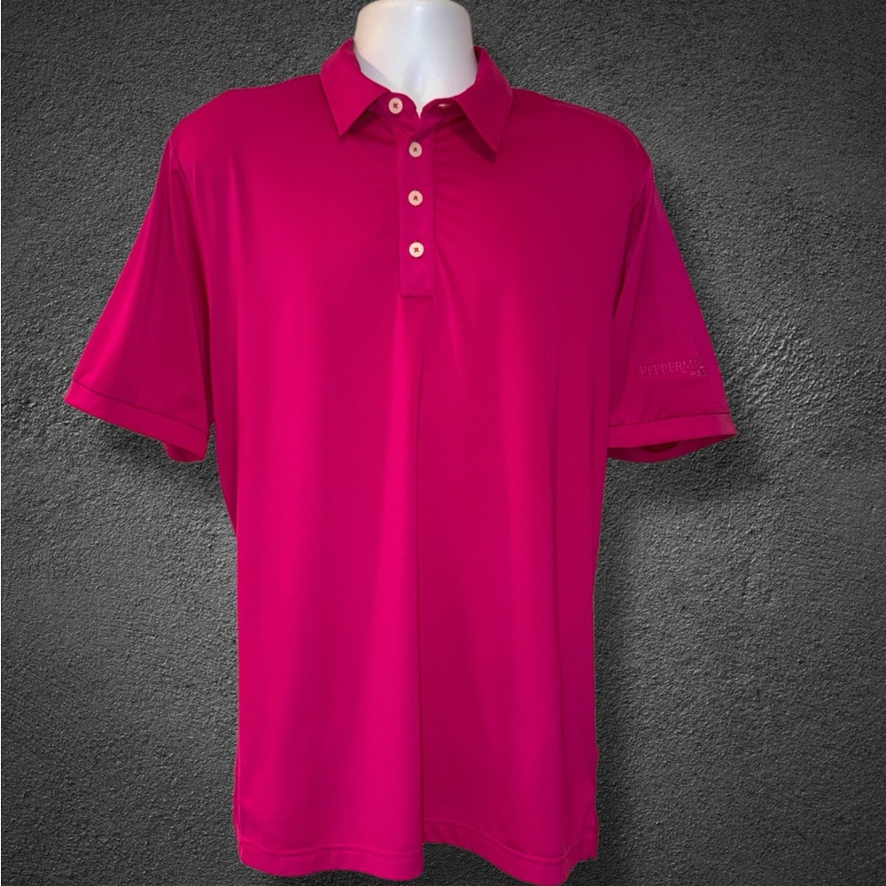 Adidas Golf Polo Shirt Men’s Medium Pink ClimaLite Performance Peppermill Reno